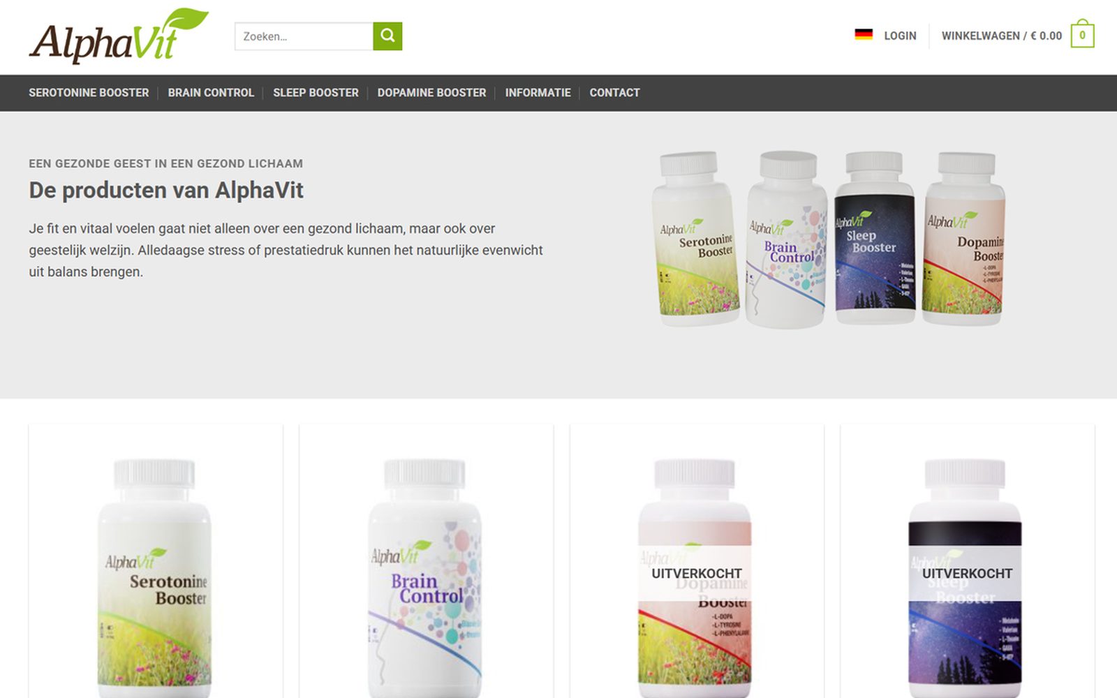 Screenshot van de website van AlphaVit